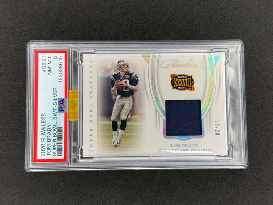 2020 Flawless Tom Brady Super Bowl Swatch Silver #/20 PSA 8 MBA GOLD