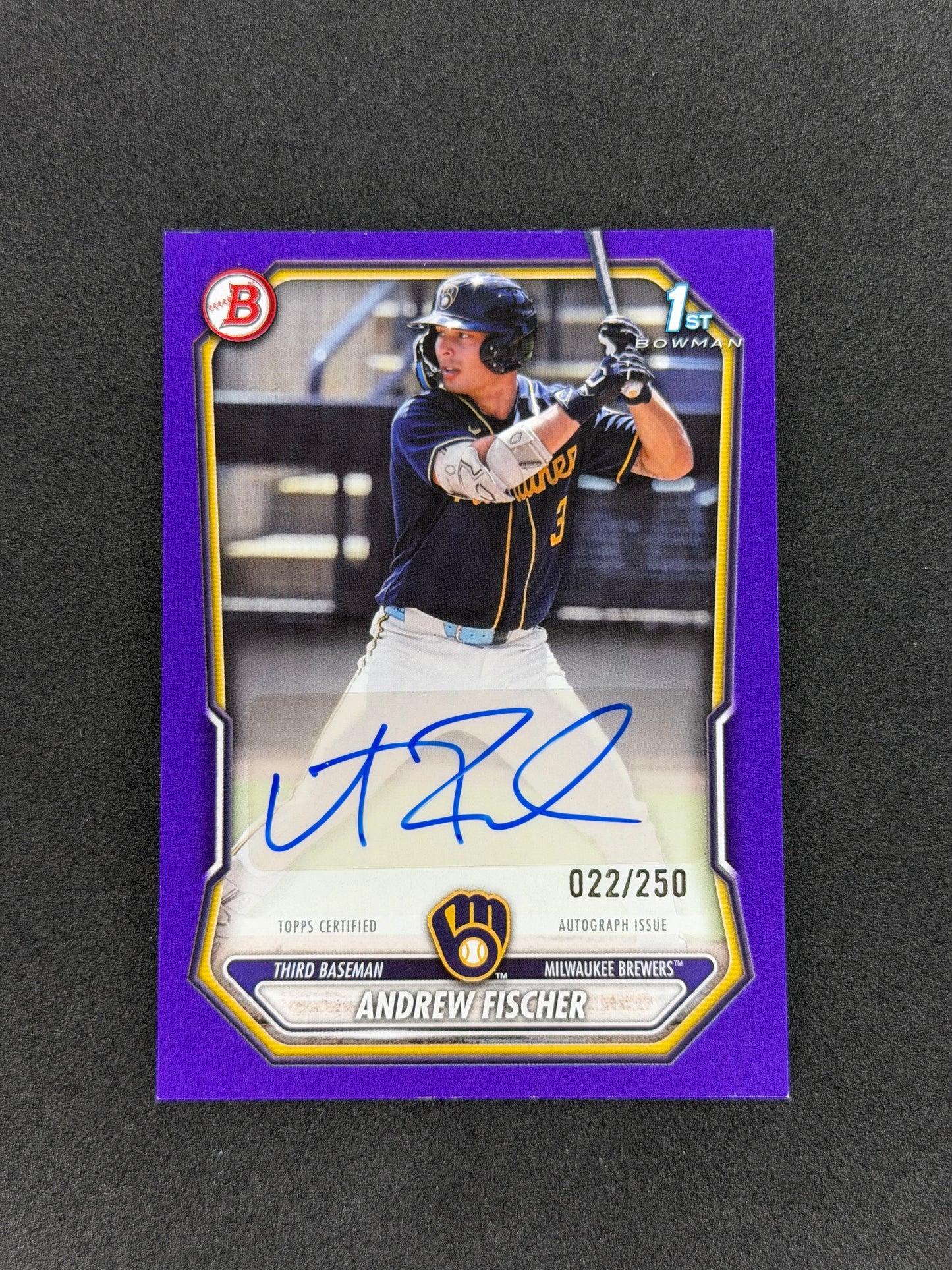 Topps 2026 Bowman Andrew Fischer #BPA-AF Purple /250 Auto Paper