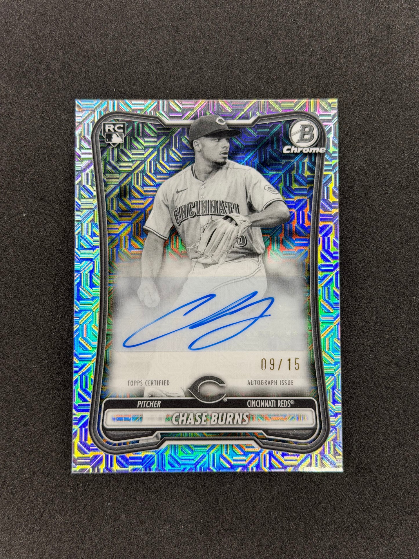 2026 Bowman Chrome Chase Burns Mega Box Rookie Autographs #RMACB Black & White Refractor