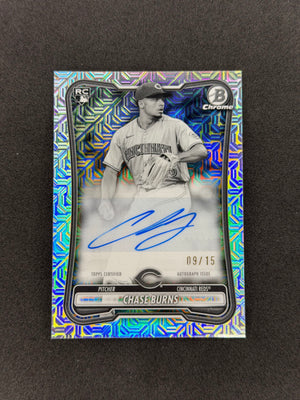 2026 Bowman Chrome Chase Burns Mega Box Rookie Autographs #RMACB Black & White Refractor