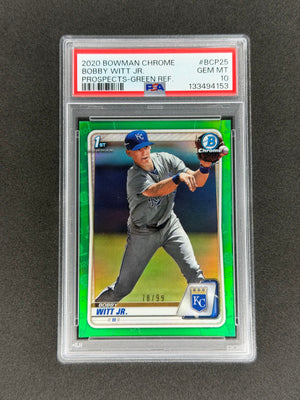 2020 Bowman Chrome Bobby Witt Jr. 1st #BCP25 Green #/99 PSA 10