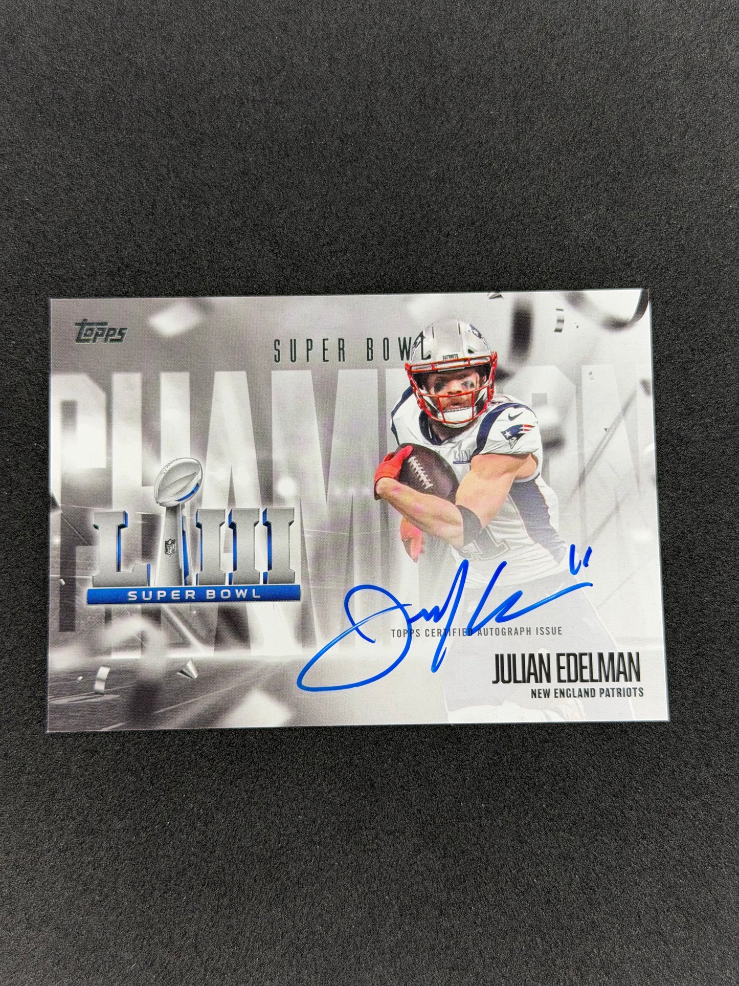 2026 Topps Flagship Julian Edelman Super Bowl Auto #SBCS-JE On-Card