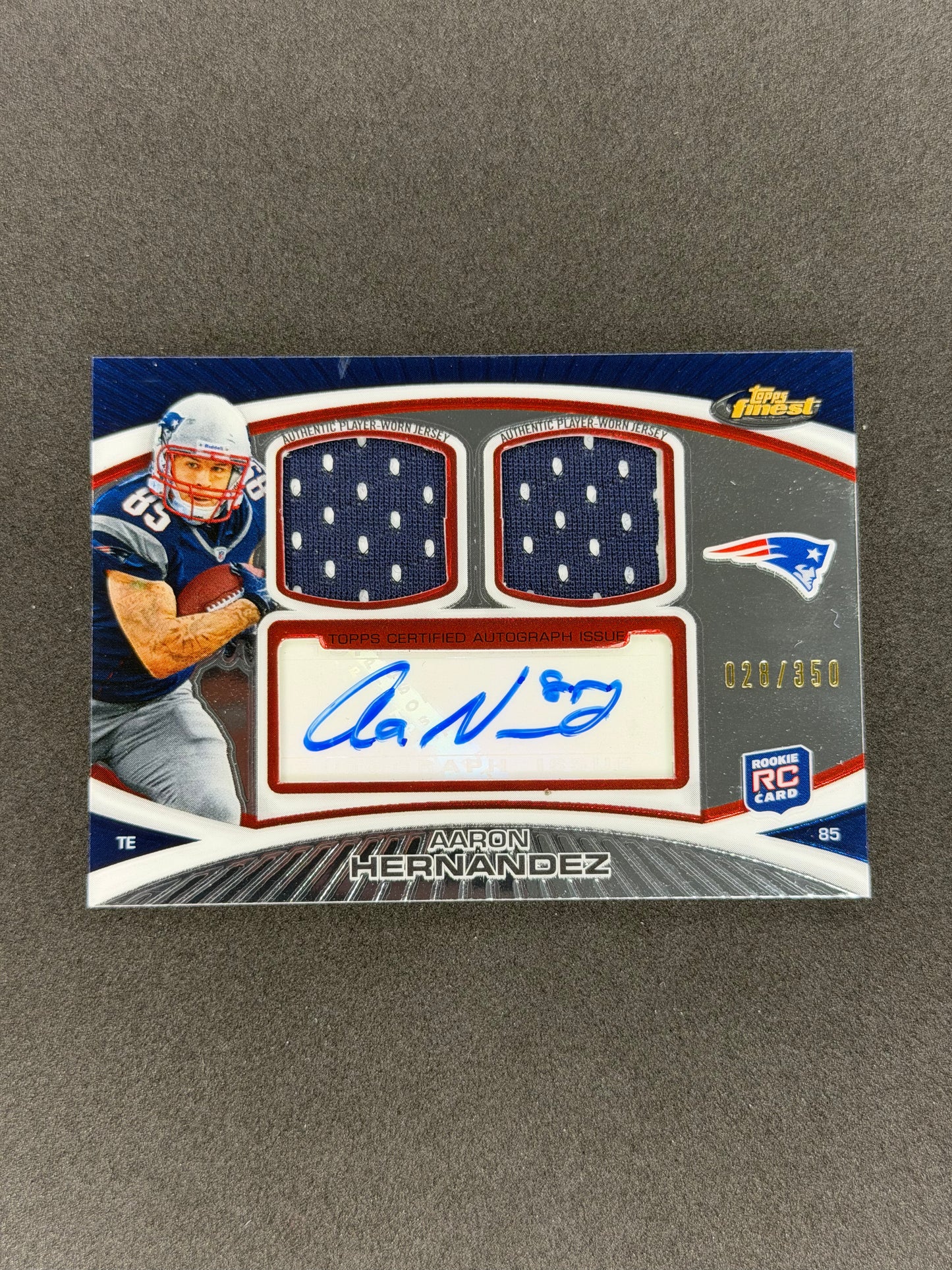 2010 Topps Finest Aaron Hernandez #FADR-AH RPA #/350