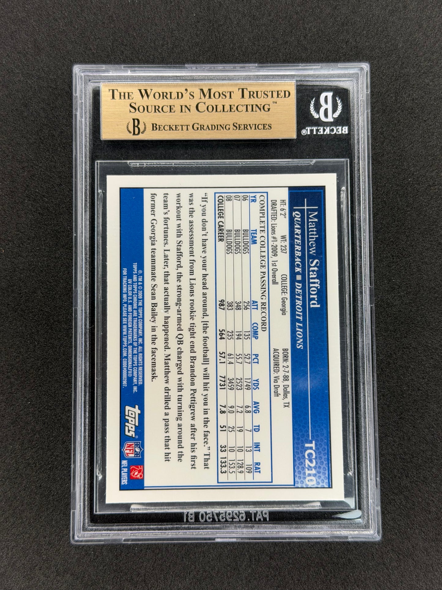 2009 Topps Chrome Matthew Stafford #TC210 Base RC BGS 9.5