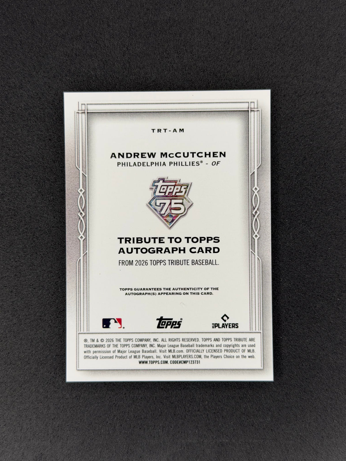 2026 Topps Tribute Andrew McCutcheon TRT-AM Auto Orange #/25